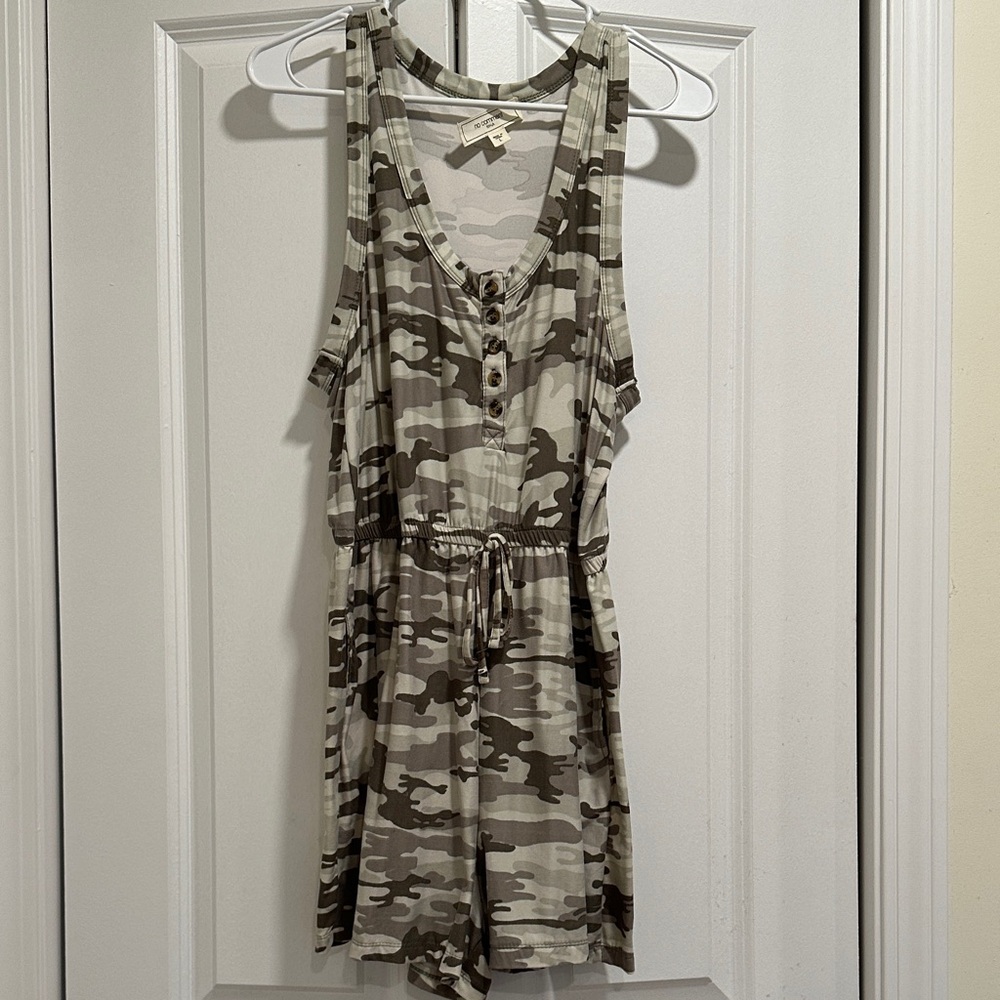 Camo Sleeveless Shorts Jumpsuit